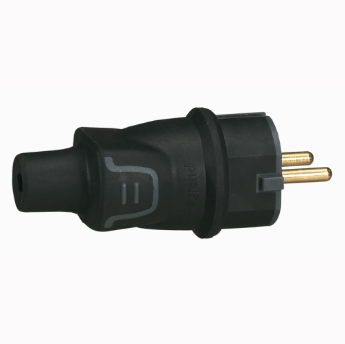 Rubber plug SHUKO 2P+Т 16А - 250V, Black IP40, extended hand | Multi ...